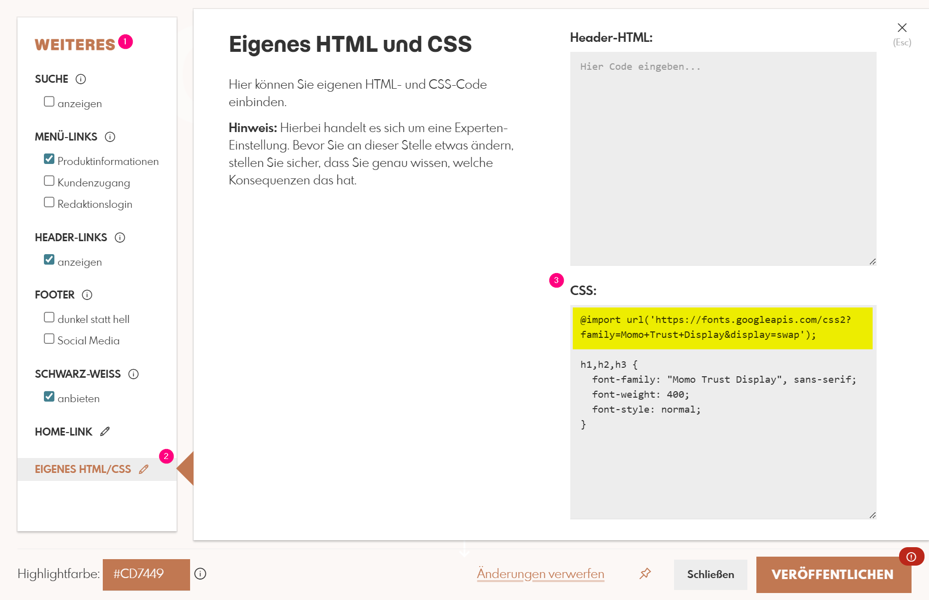 Eigene Schriftart im Shop via Google Fonts einbinden