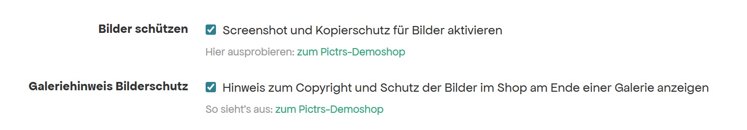 Einstellungen zum Schutz vor Screenshots und Bilderklau