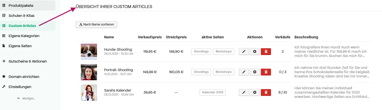 Eigene Produkte bei Pictrs verkaufen