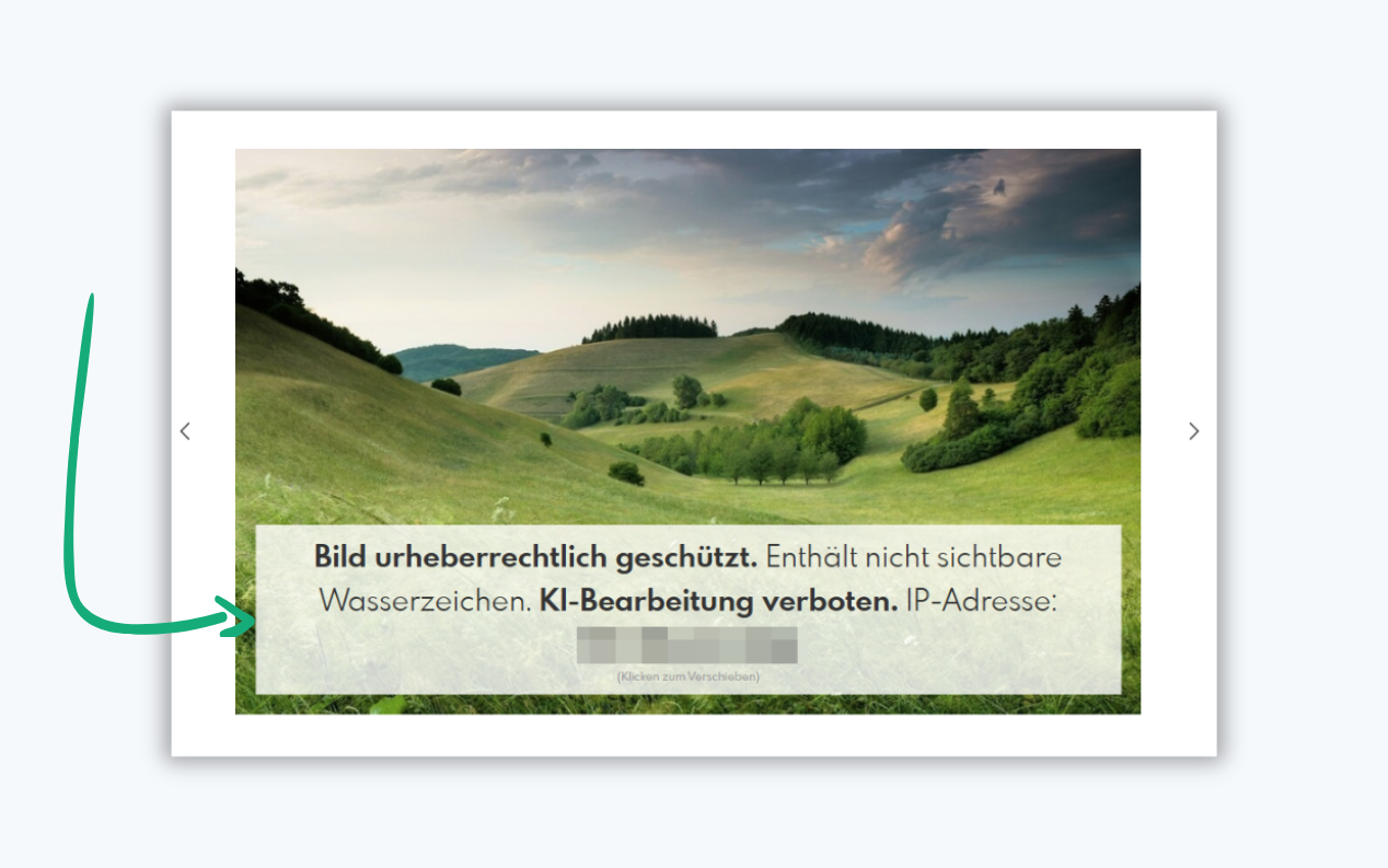 Kopierschutz: Hinweis auf Einzelbild im Pictrs-Shop