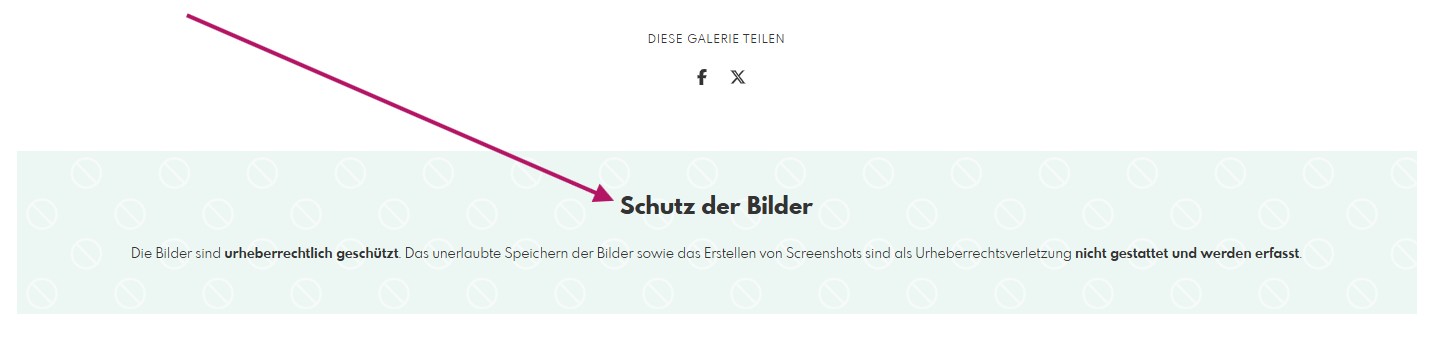 Hinweis zum Kopierschutz der Bilder in einer Pictrs-Galerie
